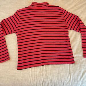 L.L. Bean ribbed long sleeve 1/4 zip cotton Pink/Navy stripe, barely worn! Large
